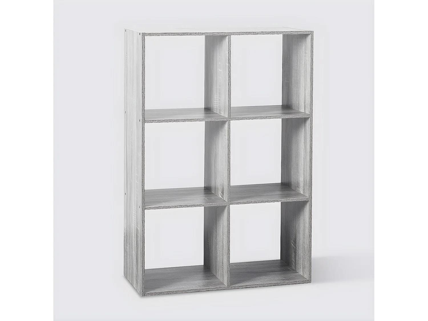 Etagère avec 6 cases en panneaux de particules coloris gris - Longueur 67 x Profondeur 32 x Hauteur 100 cm