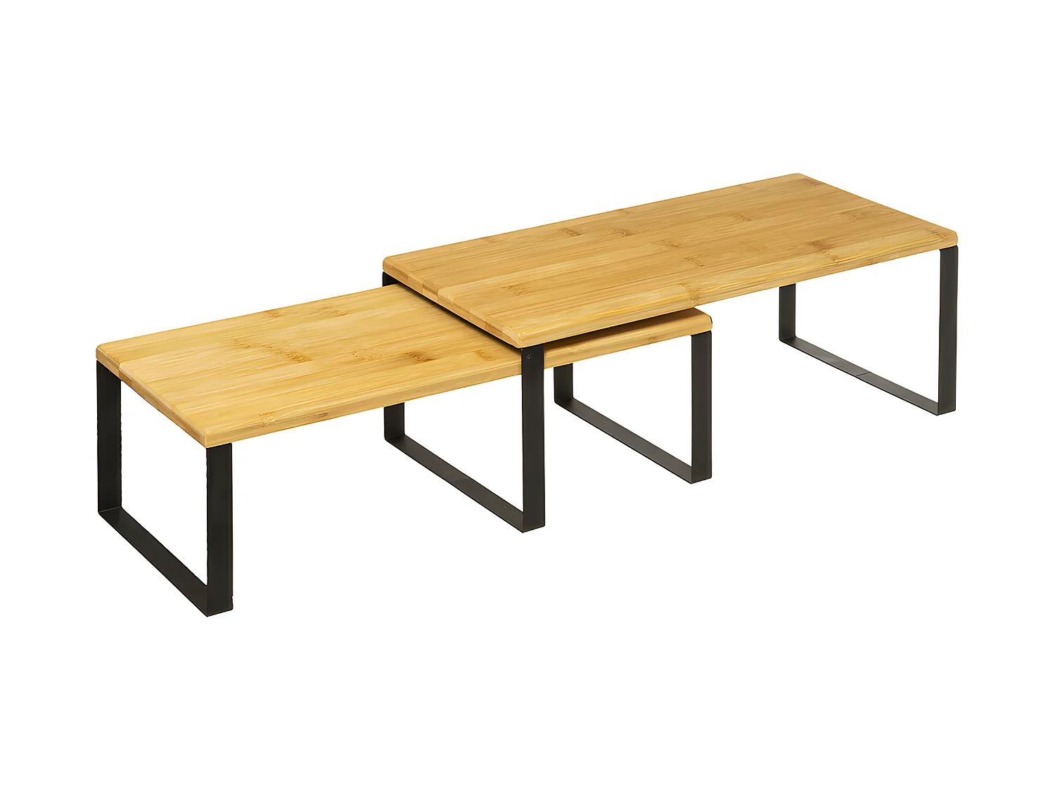 Lot de 2 étagères gigognes en bambou coloris naturel