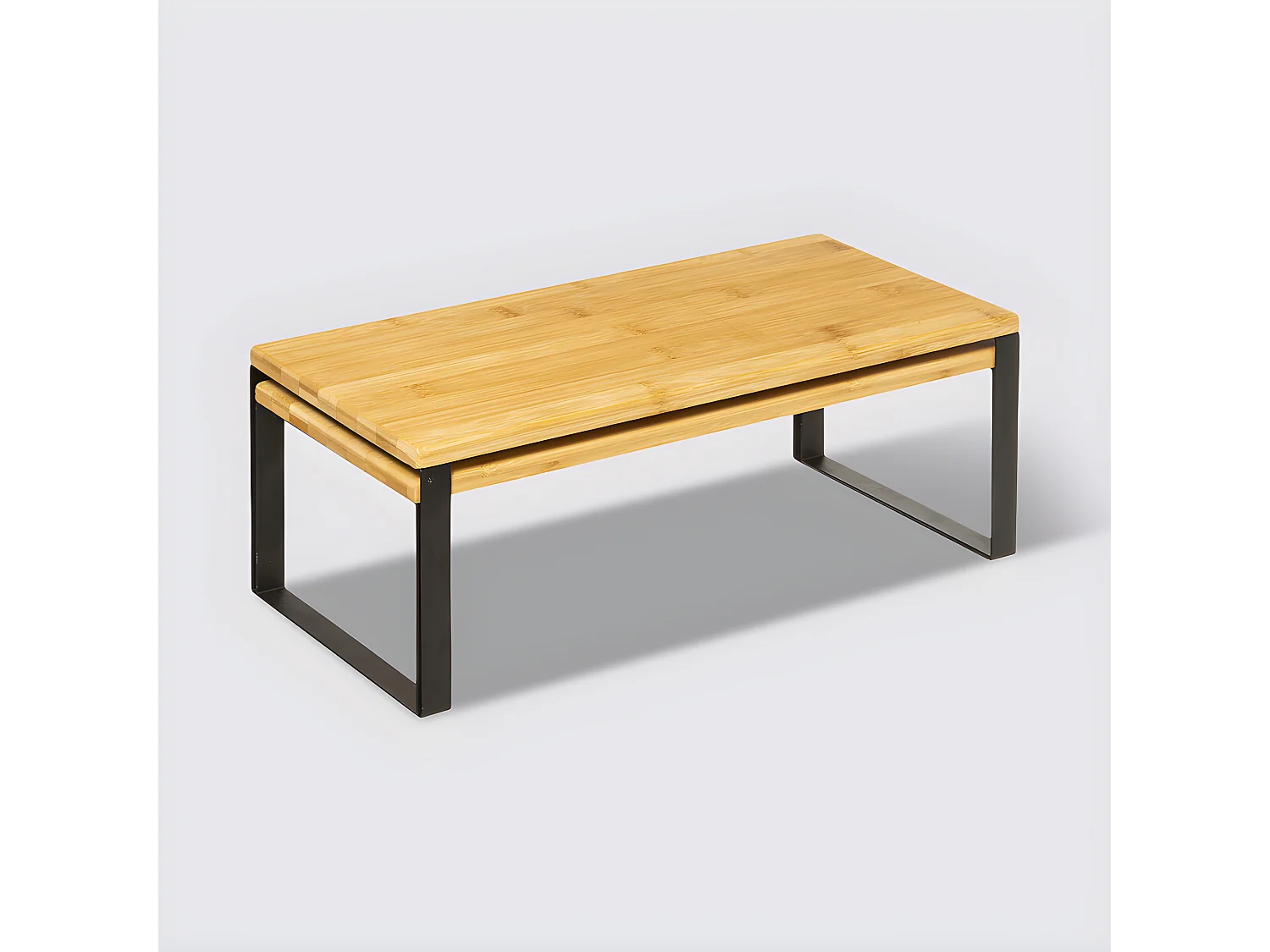 Lot de 2 étagères gigognes en bambou coloris naturel