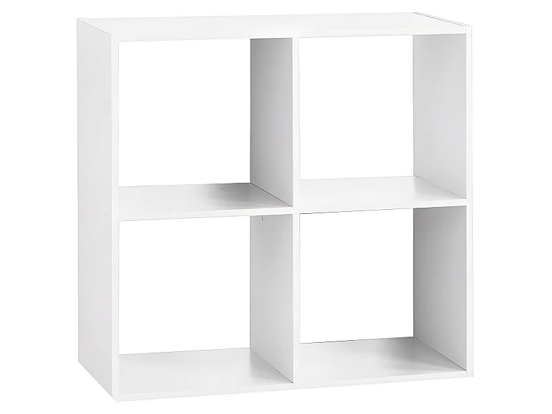 Étagère avec 4 cases en panneaux de particules coloris blanc - Longueur 67 x Profondeur 32 x Hauteur 67 cm