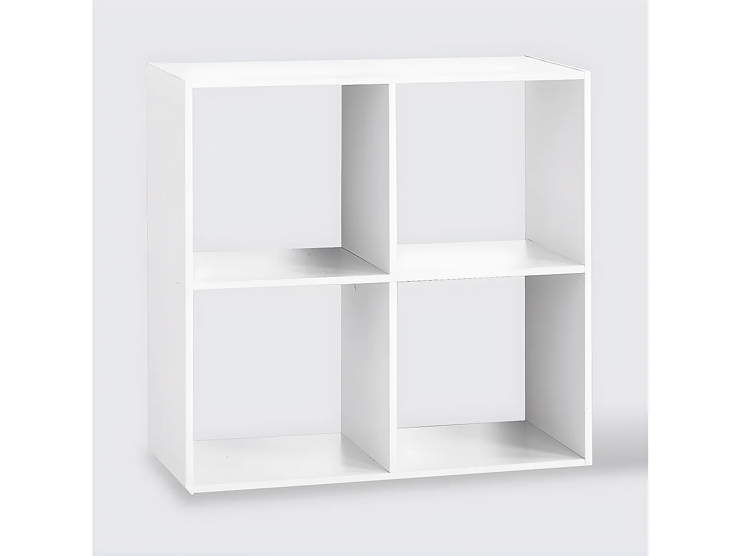 Étagère avec 4 cases en panneaux de particules coloris blanc - Longueur 67 x Profondeur 32 x Hauteur 67 cm