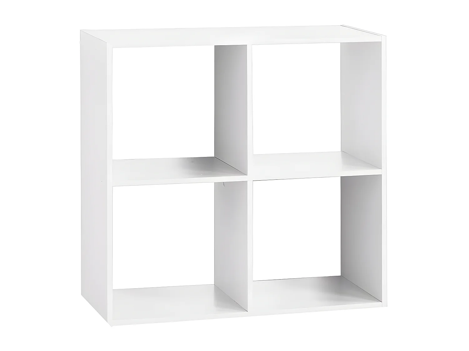 Étagère avec 4 cases en panneaux de particules coloris blanc - Longueur 67 x Profondeur 32 x Hauteur 67 cm