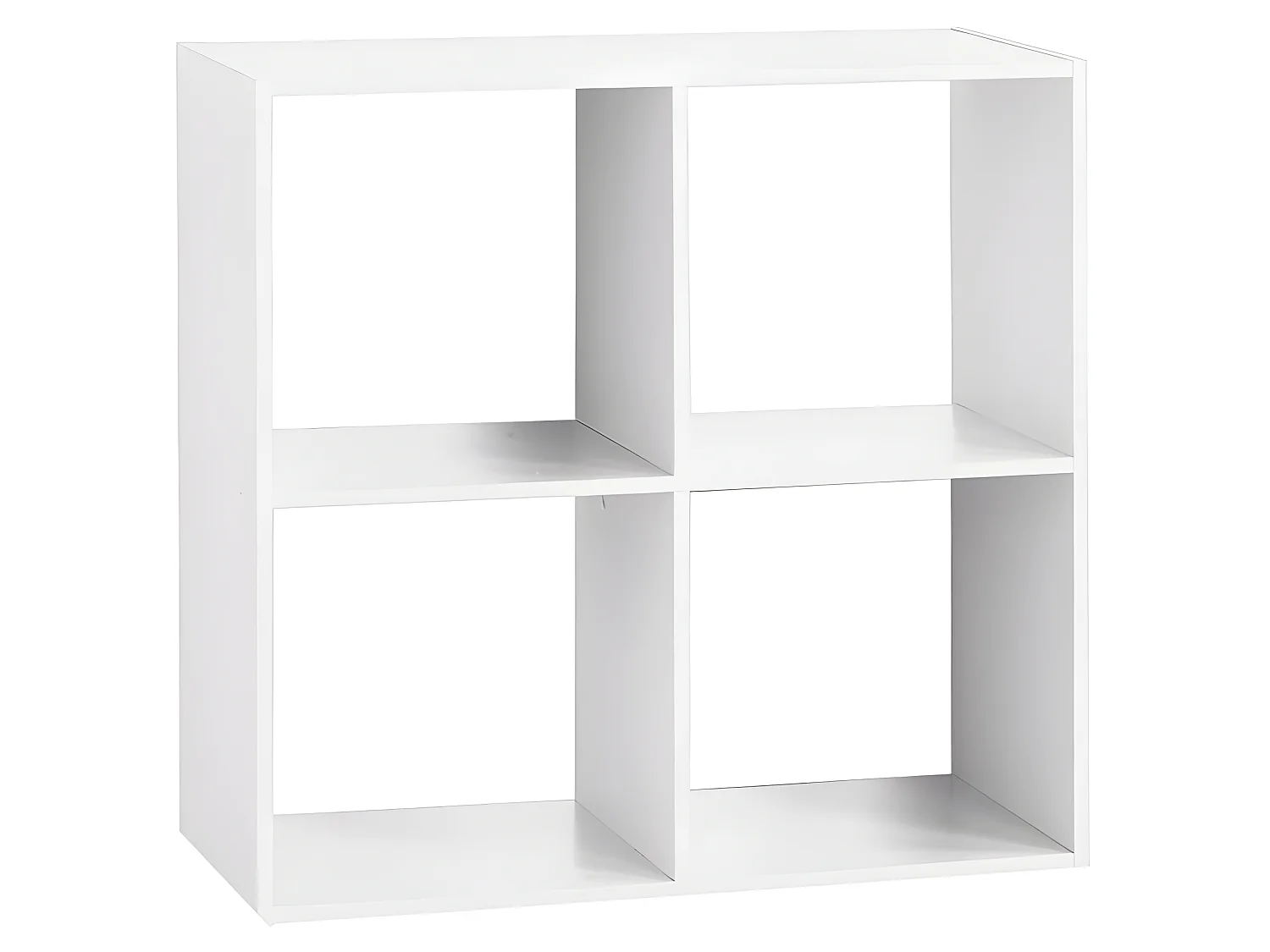 Étagère avec 4 cases en panneaux de particules coloris blanc - Longueur 67 x Profondeur 32 x Hauteur 67 cm