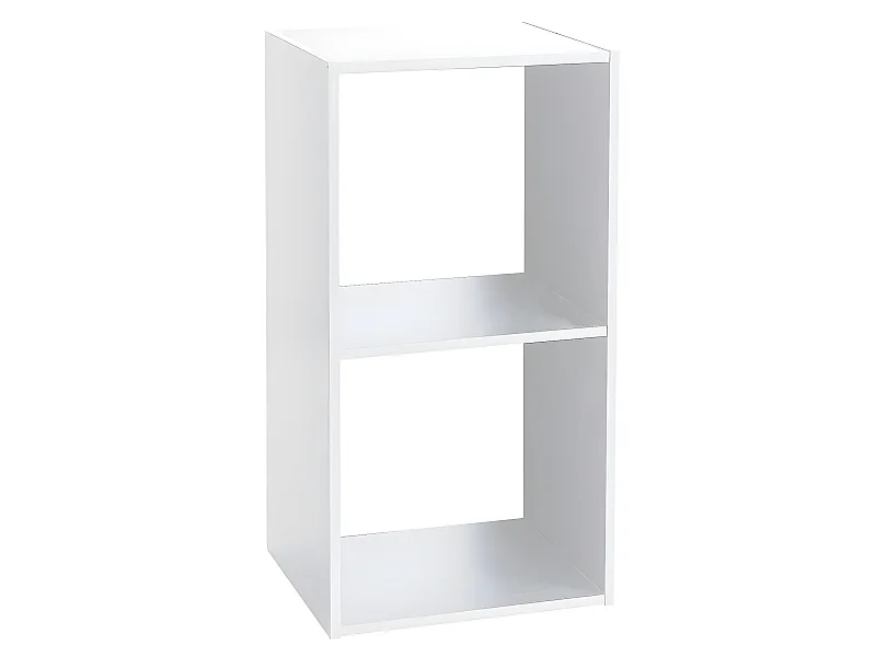 Étagère avec 2 cases en panneaux de particules coloris blanc - Longueur 34.4 x Profondeur 32 x Hauteur 67 cm