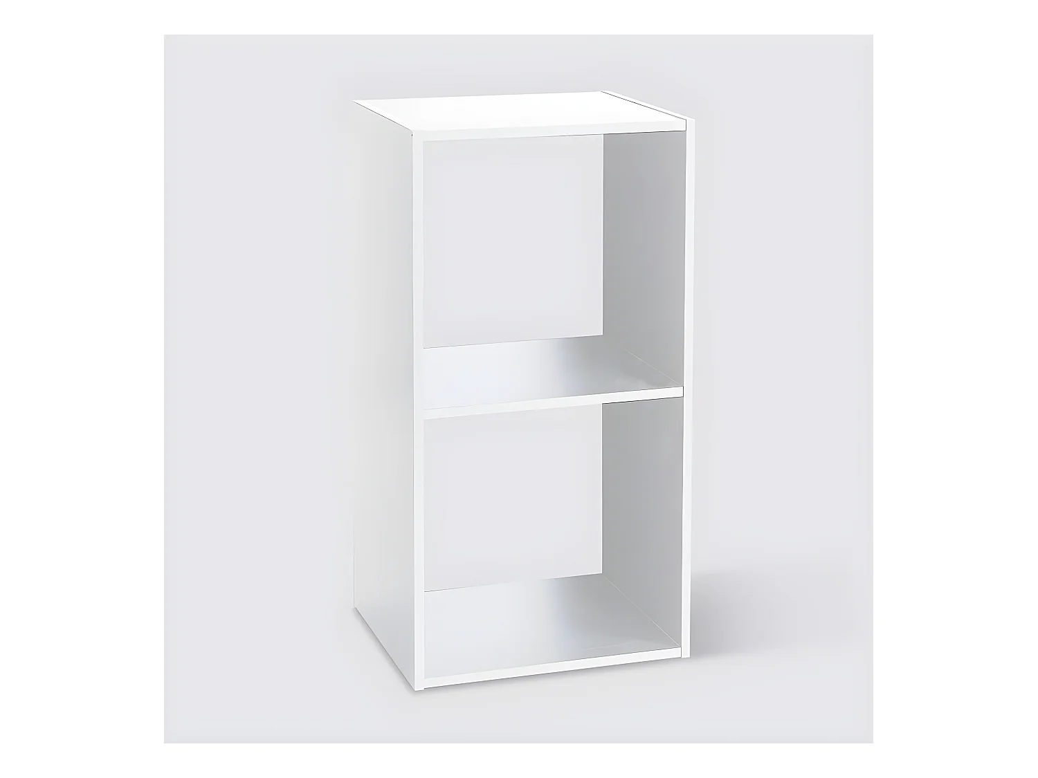 Étagère avec 2 cases en panneaux de particules coloris blanc - Longueur 34.4 x Profondeur 32 x Hauteur 67 cm