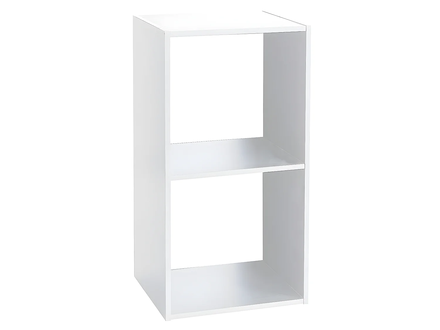 Étagère avec 2 cases en panneaux de particules coloris blanc - Longueur 34.4 x Profondeur 32 x Hauteur 67 cm