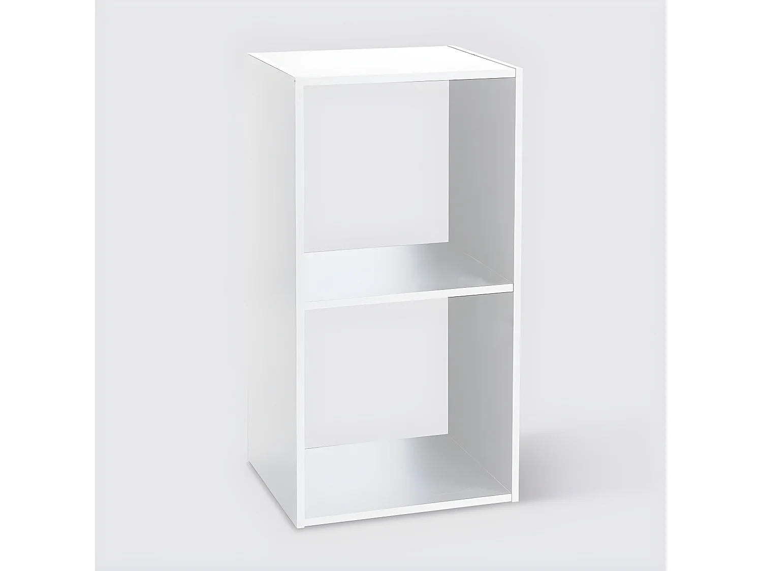 Étagère avec 2 cases en panneaux de particules coloris blanc - Longueur 34.4 x Profondeur 32 x Hauteur 67 cm