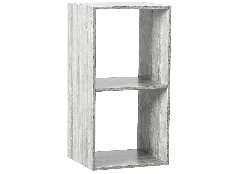 Étagère avec 2 cases en panneaux de particules coloris Gris - Longueur 34.4 x Profondeur 32 x Hauteur 67 cm