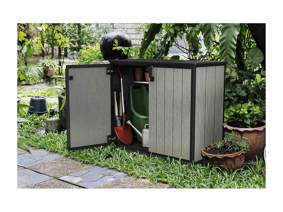 Mobile da giardino in resina "Basse Brossium" - 1 000 L - 139,5 x 77 x 120 cm - Grigio