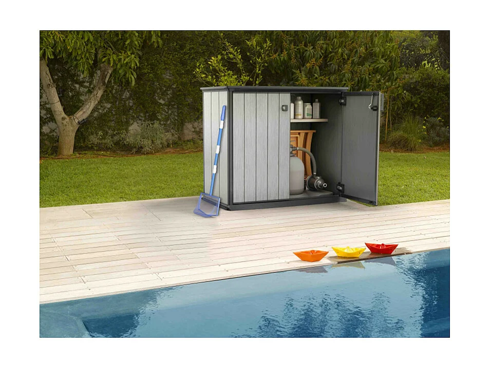 Mobile da giardino in resina "Basse Brossium" - 1 000 L - 139,5 x 77 x 120 cm - Grigio