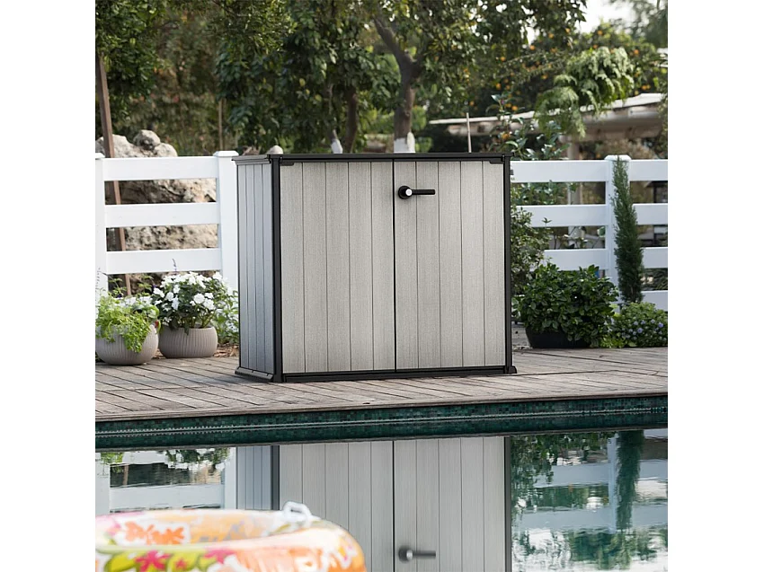 Mobile da giardino in resina "Basse Brossium" - 1 000 L - 139,5 x 77 x 120 cm - Grigio