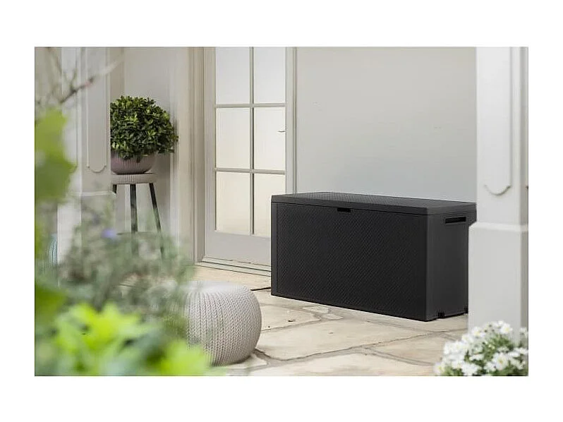 Coffre de jardin résine "Emily" - 270L - 118 x 45 x 57 cm - Gris Anthracite