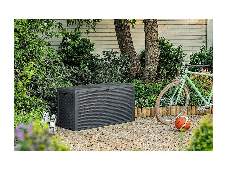 Coffre de jardin résine "Emily" - 270L - 118 x 45 x 57 cm - Gris Anthracite
