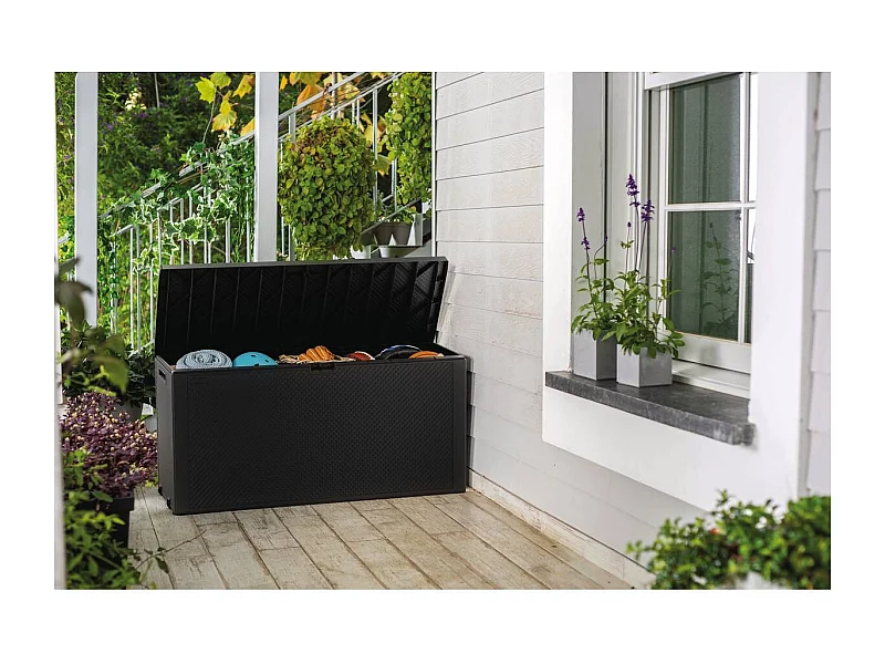 Coffre de jardin résine "Emily" - 270L - 118 x 45 x 57 cm - Gris Anthracite