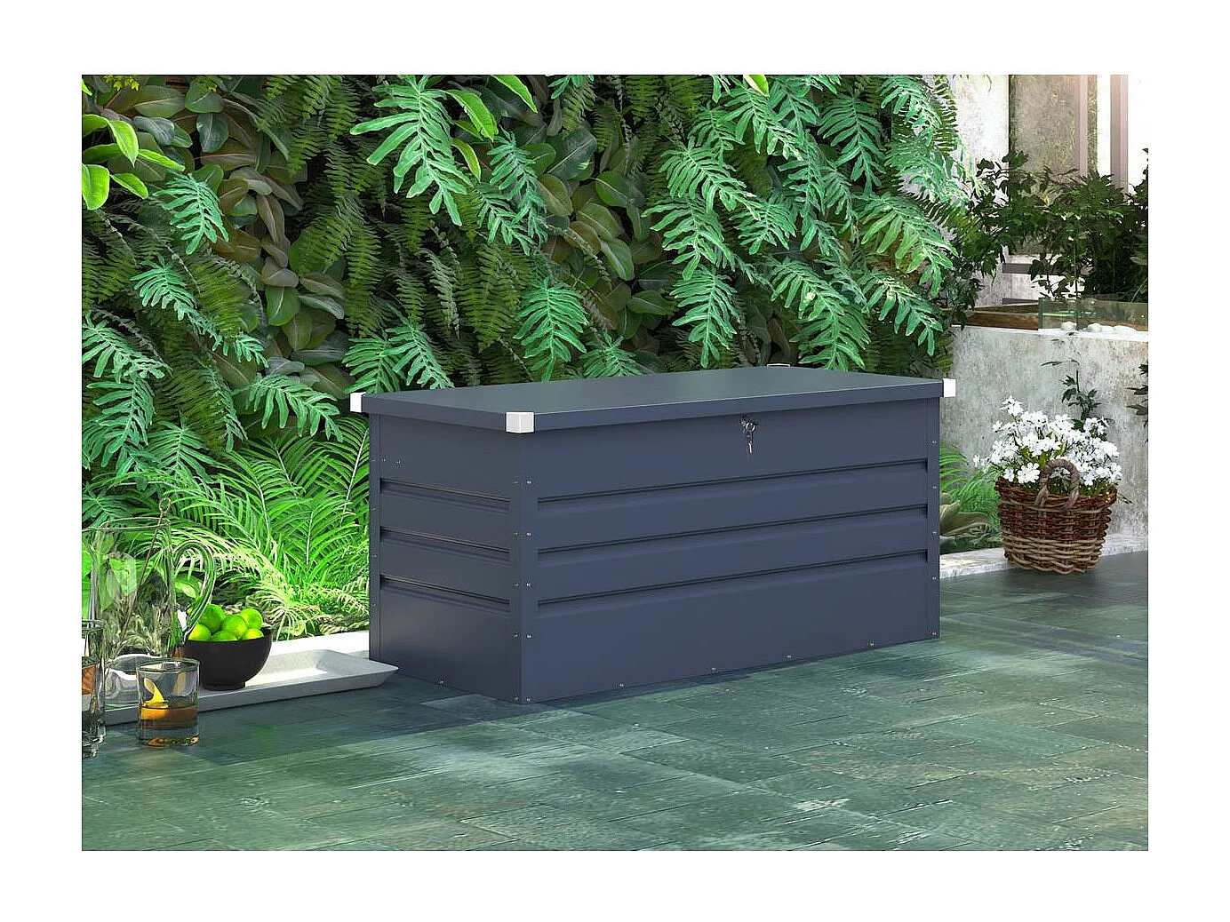 Coffre de jardin métal "Store" - 680 L - 165 x 69 x 60 cm - Gris