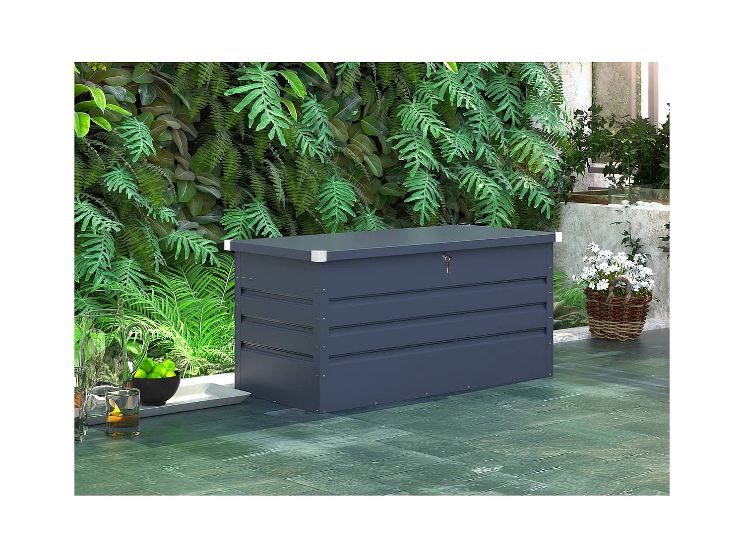 Metalowa skrzynia ogrodowa "Store" - 680 L - 165 x 69 x 60 cm - Szara