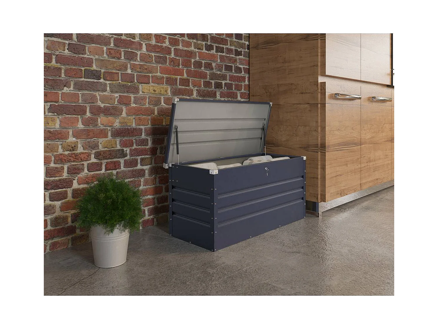 Metalowa skrzynia ogrodowa "Store" - 680 L - 165 x 69 x 60 cm - Szara