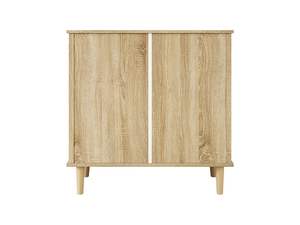 Kommode 4 Rattan Schubladen - mit Schwarzem Griff - Massivholzfüße 80x40x80cm