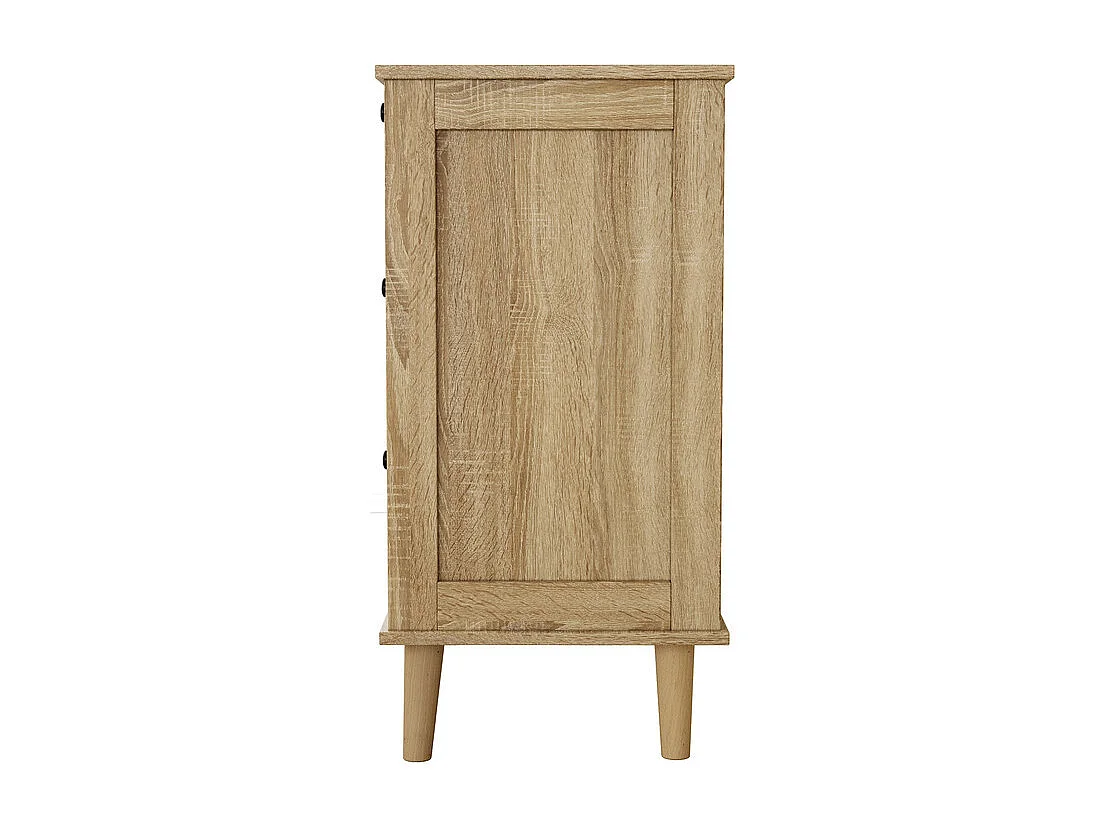 Commode 4 tiroirs en rotin - avec poignée noire - pieds en bois massif - 80x40x80cm