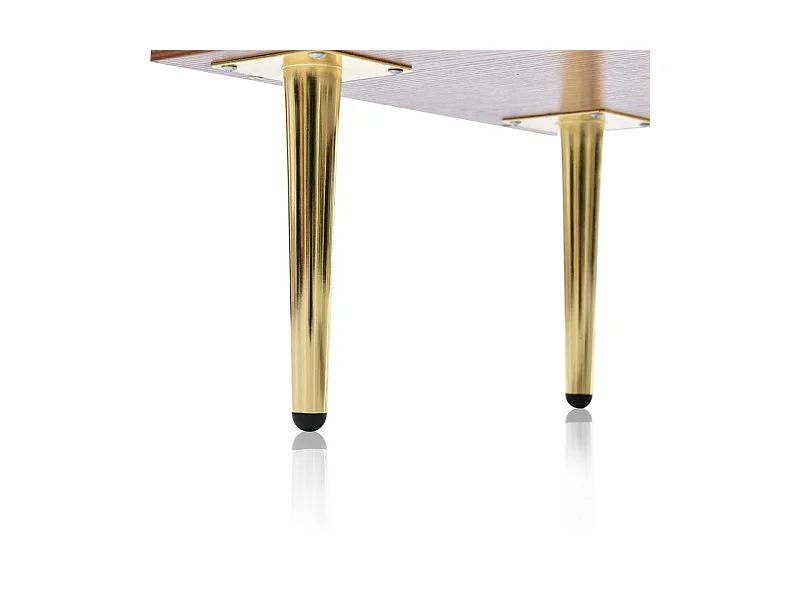 Kommode 6 Schubladen - mit Goldenen Metallgriffen und Füßen - Abgerundete Ecken Nussbaum 120x40x90cm