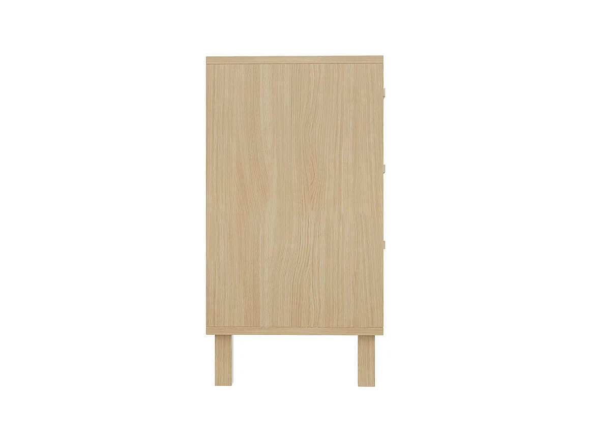 Kommode 6 Rattan Schubladen - mit Holzfüßen - Hell Natur 120x40x75cm