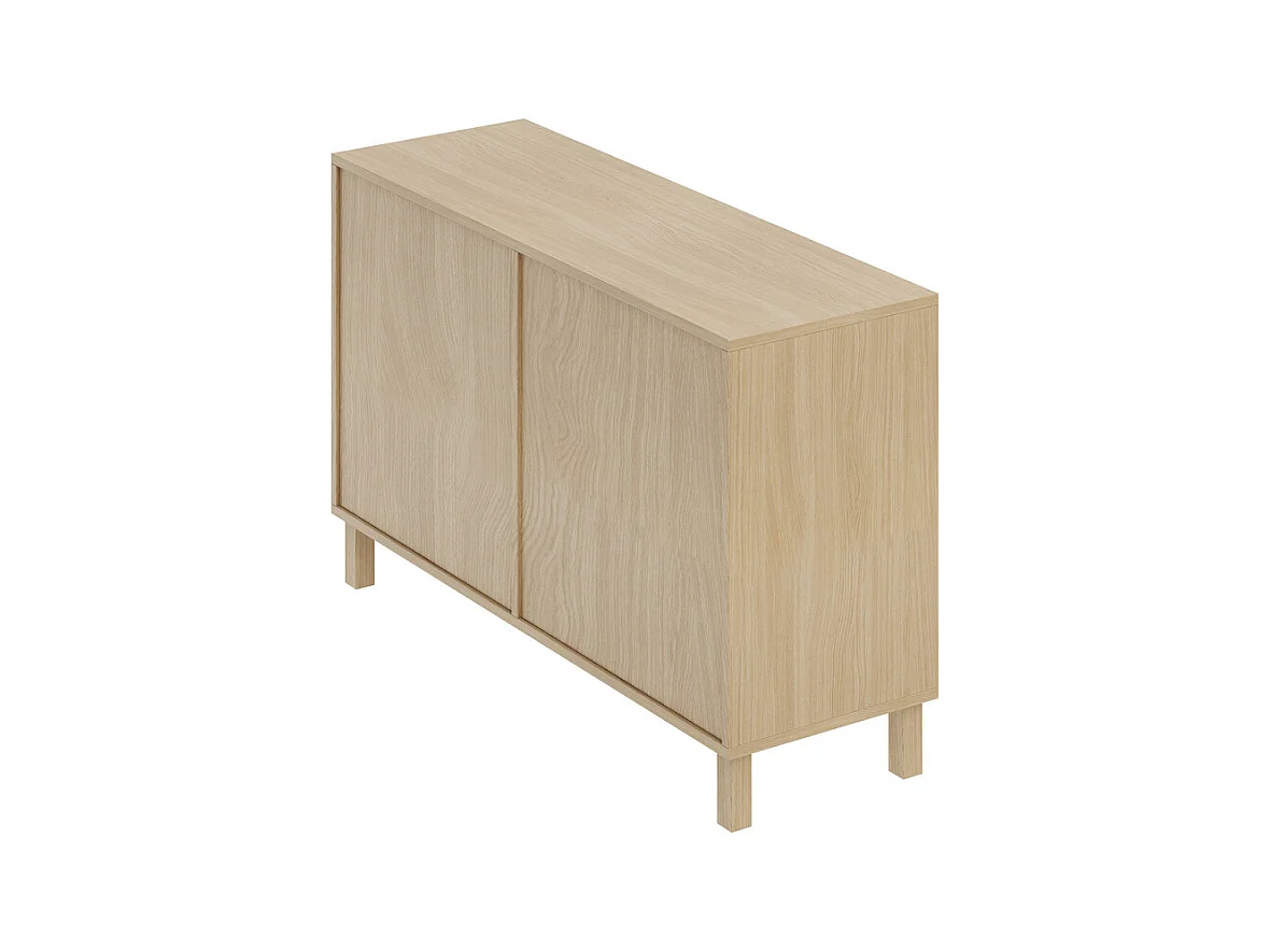 Kommode 6 Rattan Schubladen - mit Holzfüßen - Hell Natur 120x40x75cm