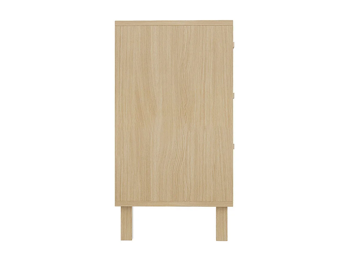 Commode 6 tiroirs en rotin - avec pieds en bois - Naturel clair - 120x40x75cm