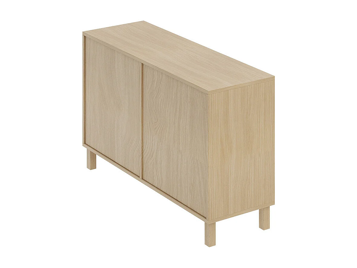 Commode 6 tiroirs en rotin - avec pieds en bois - Naturel clair - 120x40x75cm