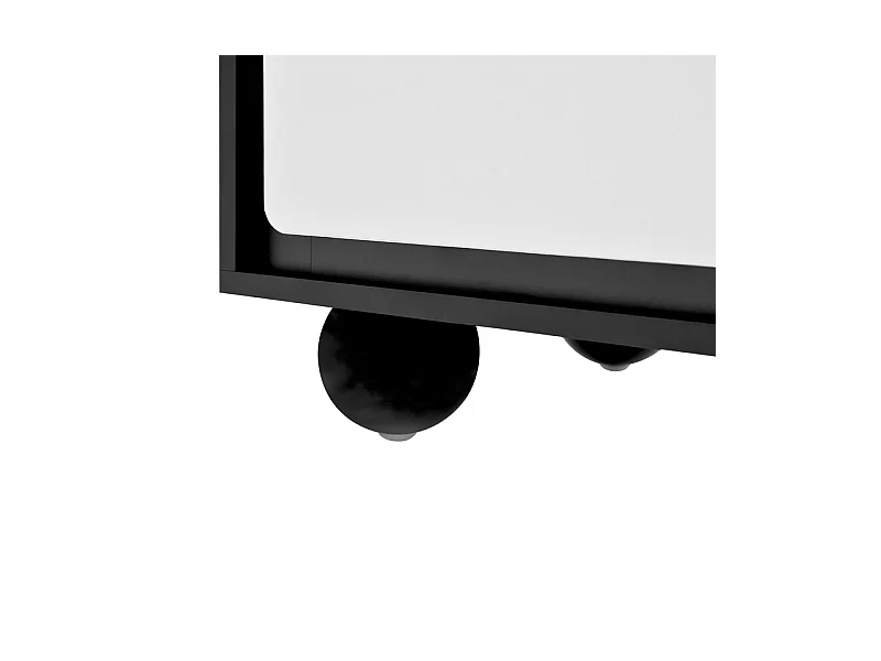 Commode 6 tiroirs - avec pieds en métal arrondis - sans poignée - coins arrondis - Noir et Blanc - 140x38x74,5cm