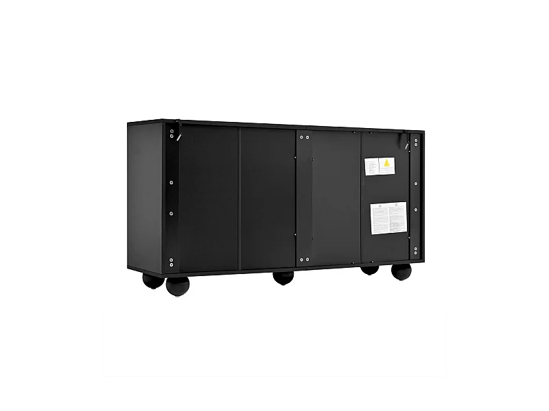 Commode 6 tiroirs - avec pieds en métal arrondis - sans poignée - coins arrondis - Noir et Blanc - 140x38x74,5cm