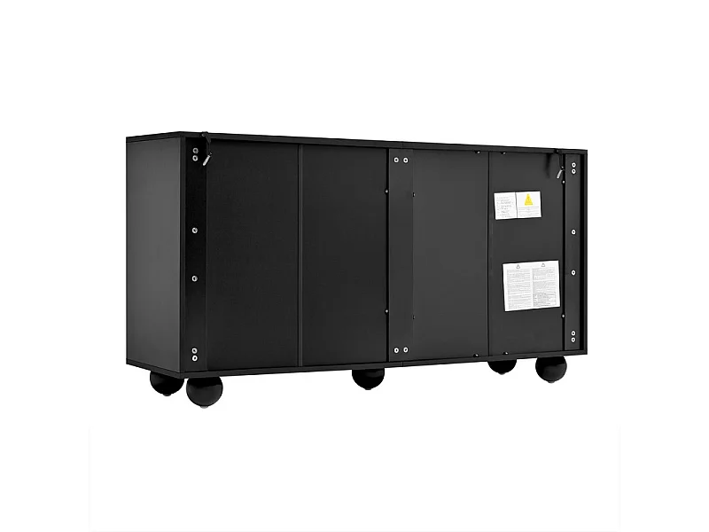 Commode 6 tiroirs - avec pieds en métal arrondis - sans poignée - coins arrondis - Noir et Blanc - 140x38x74,5cm