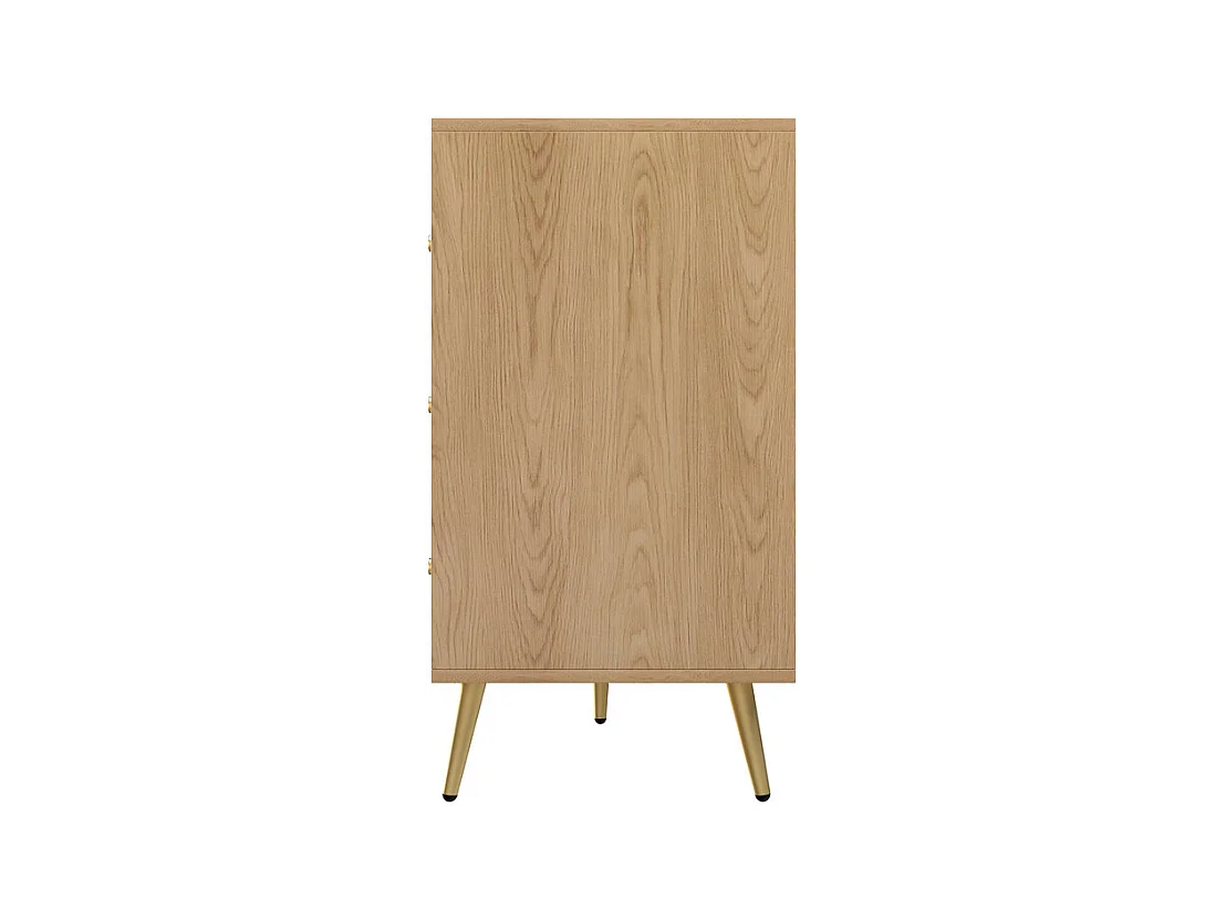 Kommode 9 Schubladen - mit Eisenfüßen - Spanplatte - Hell Natur 120x39x80cm