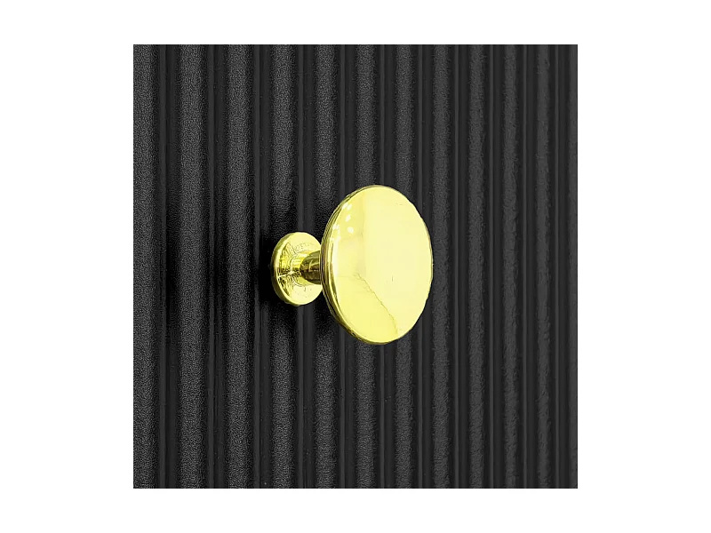 Commode 5 tiroirs - avec poignées dorées - pieds épaissis - Noir - 79x39,5x80,5cm