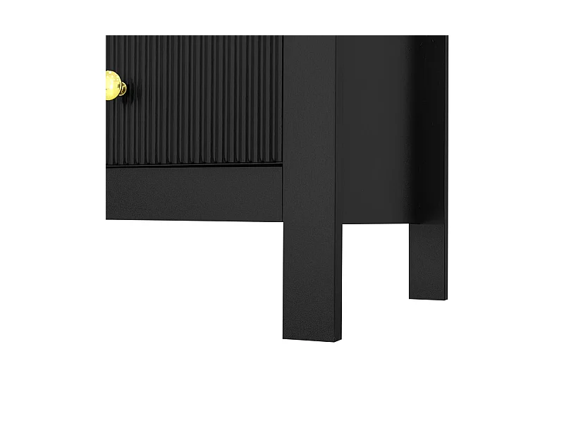 Commode 5 tiroirs - avec poignées dorées - pieds épaissis - Noir - 79x39,5x80,5cm
