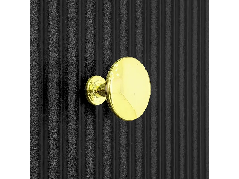 Commode 5 tiroirs - avec poignées dorées - pieds épaissis - Noir - 79x39,5x80,5cm