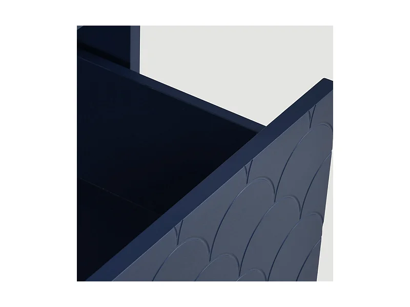 Commode 3 tiroirs, espaces de rangement de différentes profondeurs, coins arrondis, Bleu, 75x40x89cm