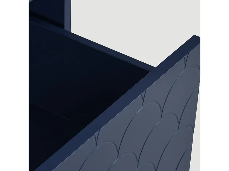 Commode 3 tiroirs, espaces de rangement de différentes profondeurs, coins arrondis, Bleu, 75x40x89cm