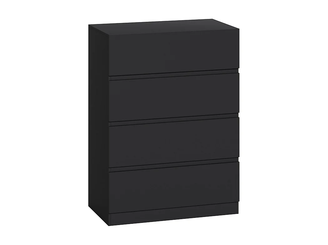 Commode 4 Tiroirs - MDF - avec glissières de métal - sans poignée - 70x40x96cm - Noir