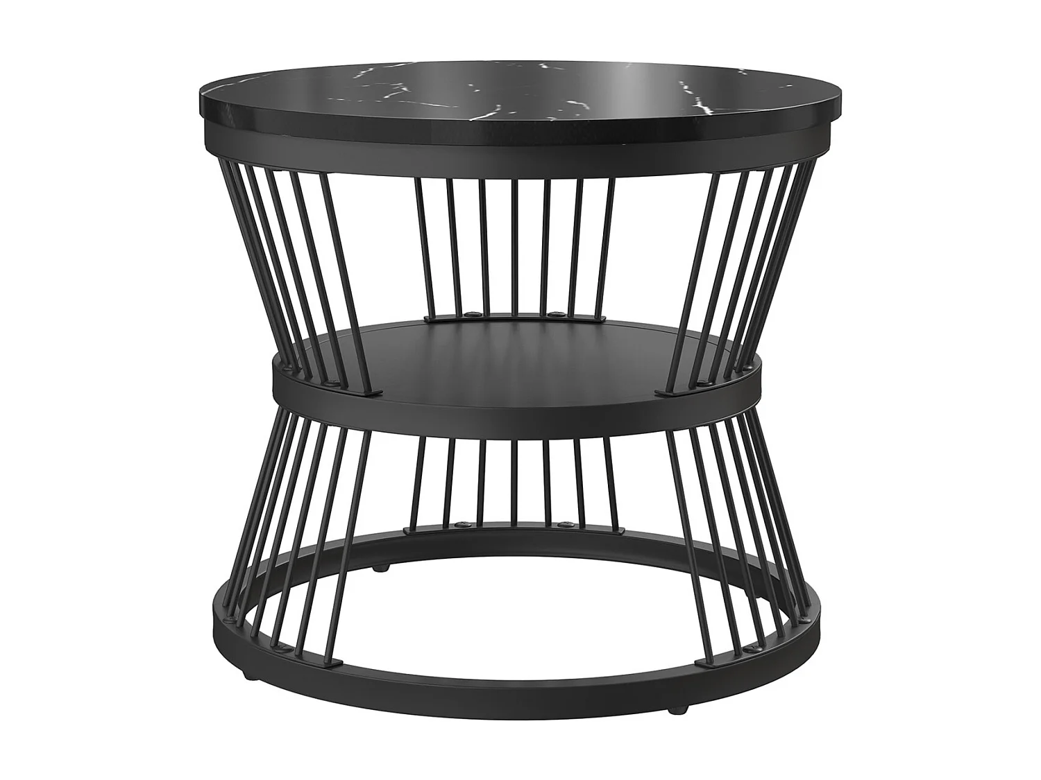 Table basse gigogne 2 pièces – Ensemble noir et blanc avec plateau effet marbre, design moderne multifonction