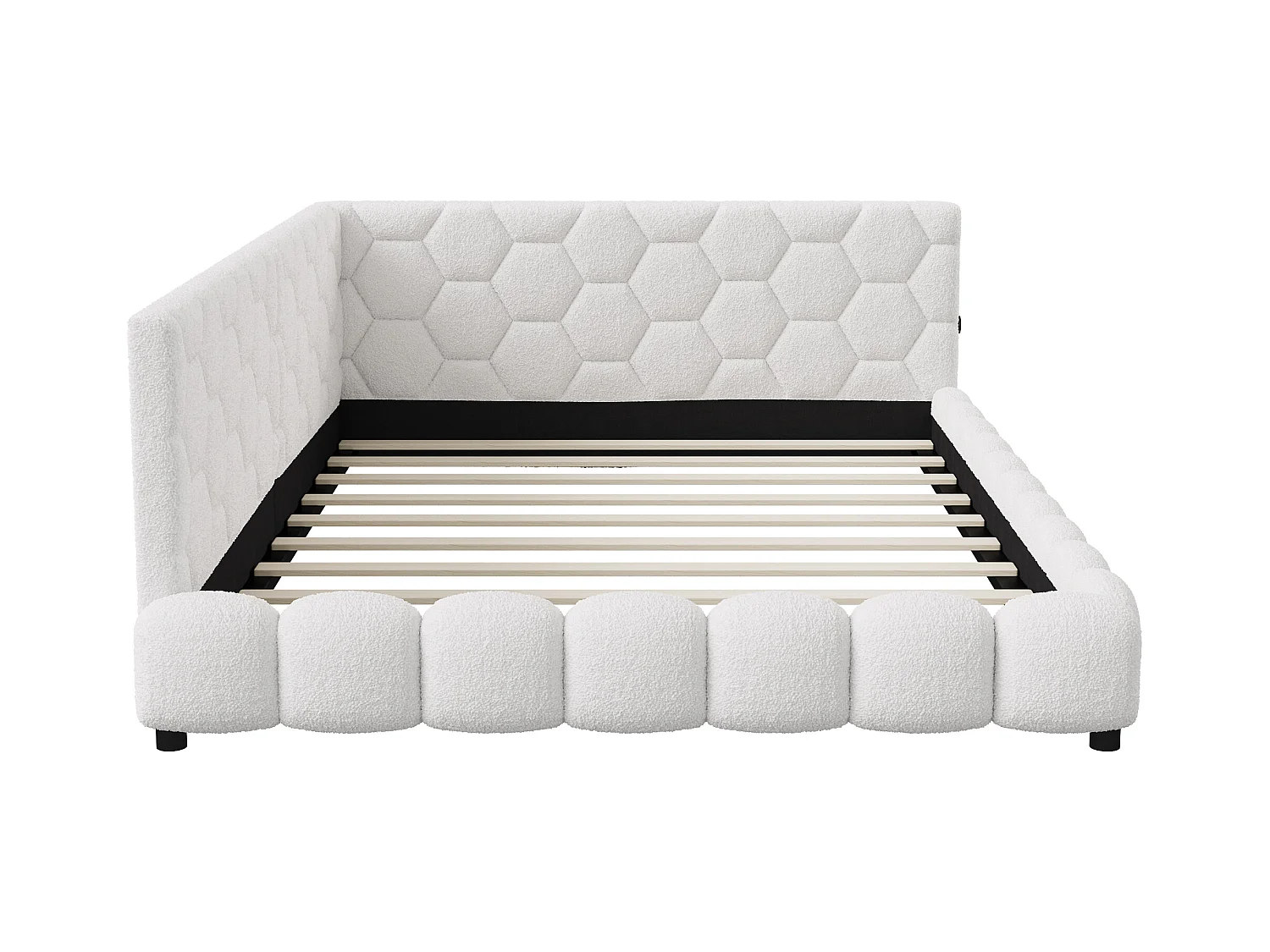 Sofá-cama 140*200cm, luz ambiente de 16 cores, porta USB, branco