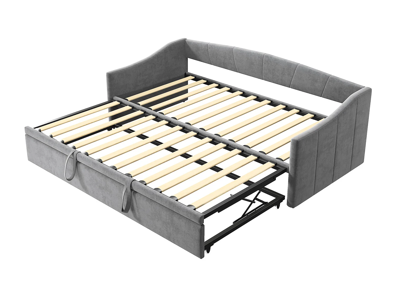 Canapé-lit en velours gris – 90x200 cm – Design élégant et fonctionnel