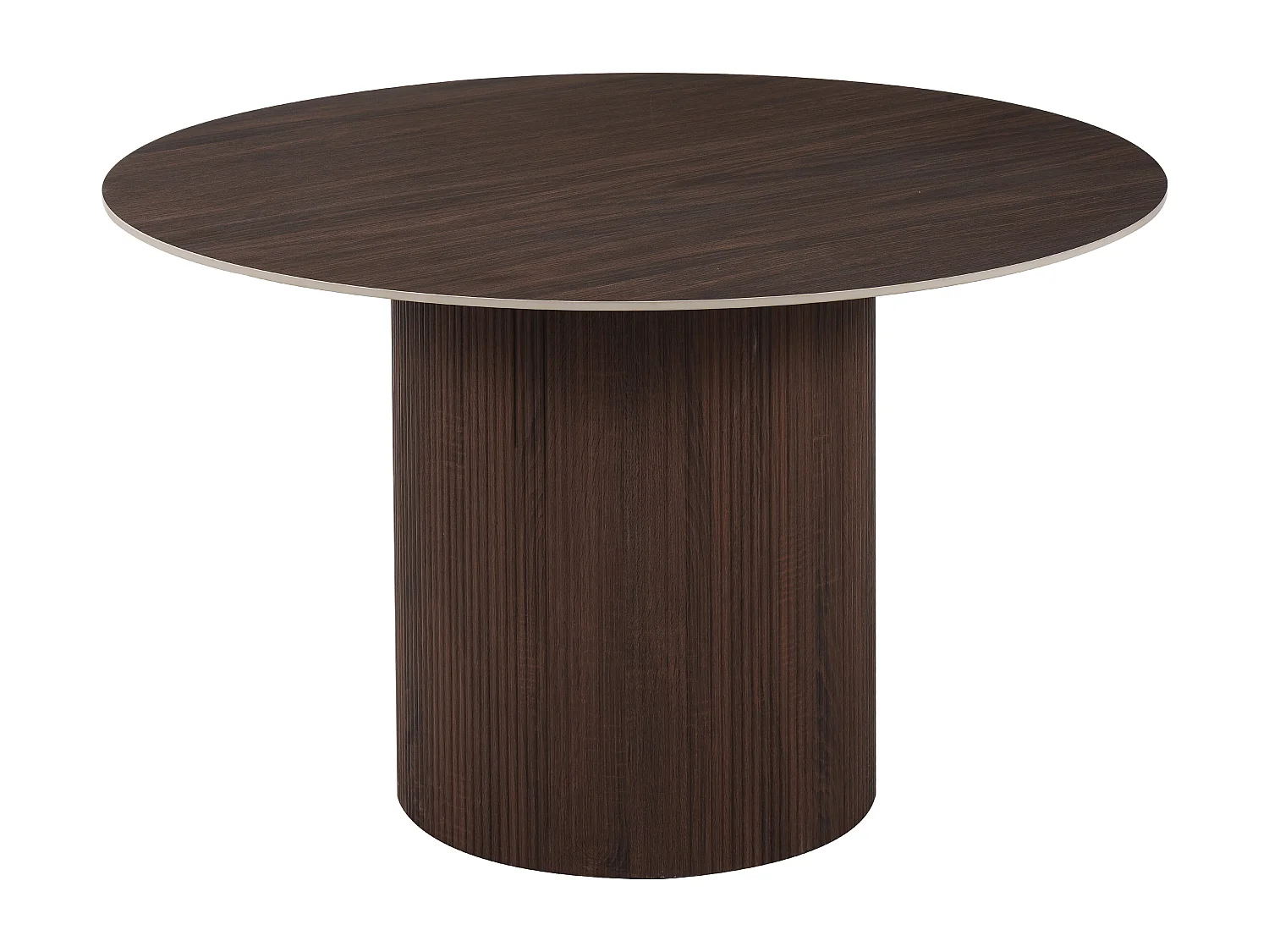 Table à manger ronde 4 personnes - Plateau en céramique noyer - Naturel foncé - ESME