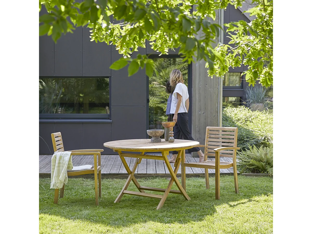 Set da giardino in legno di teak 120 Andria 2 poltrone