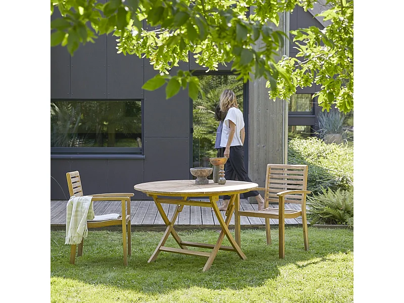 Set da giardino in legno di teak 120 Andria 2 poltrone