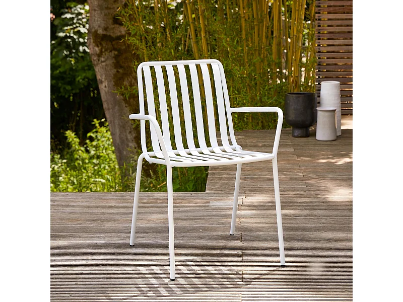 Fauteuil de jardin en métal peint Gaby white