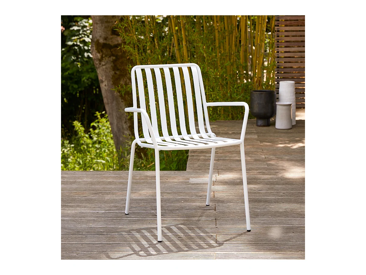 Fauteuil de jardin en métal peint Gaby white