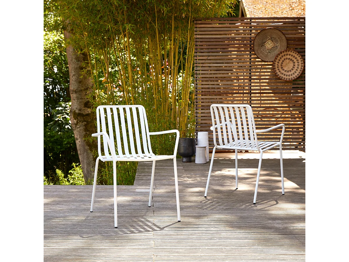 Fauteuil de jardin en métal peint Gaby white