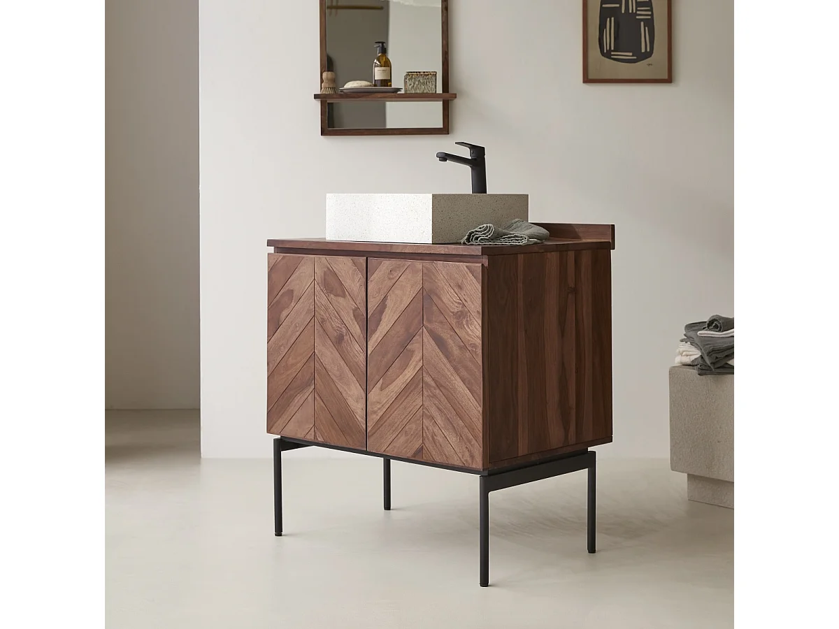 Mobile per il bagno Ismaël in palissandro massello da 80 cm