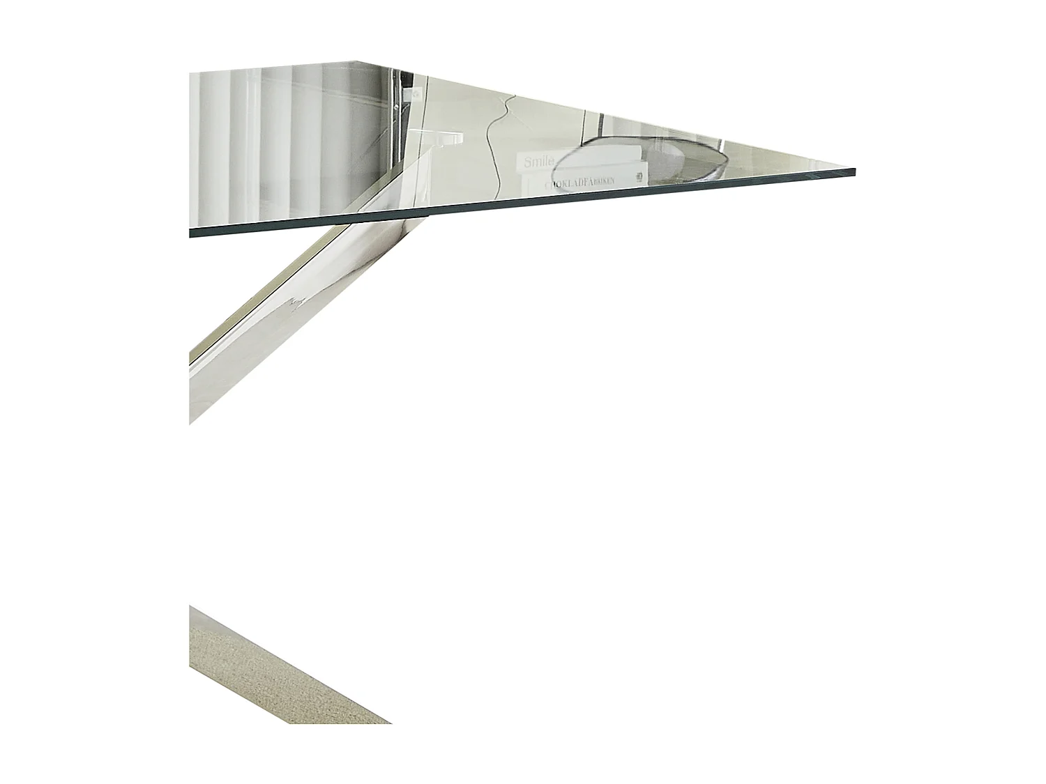 Table à manger rectangulaire en verre trempé transparent et métal chromé – 8 personnes – CHIARA