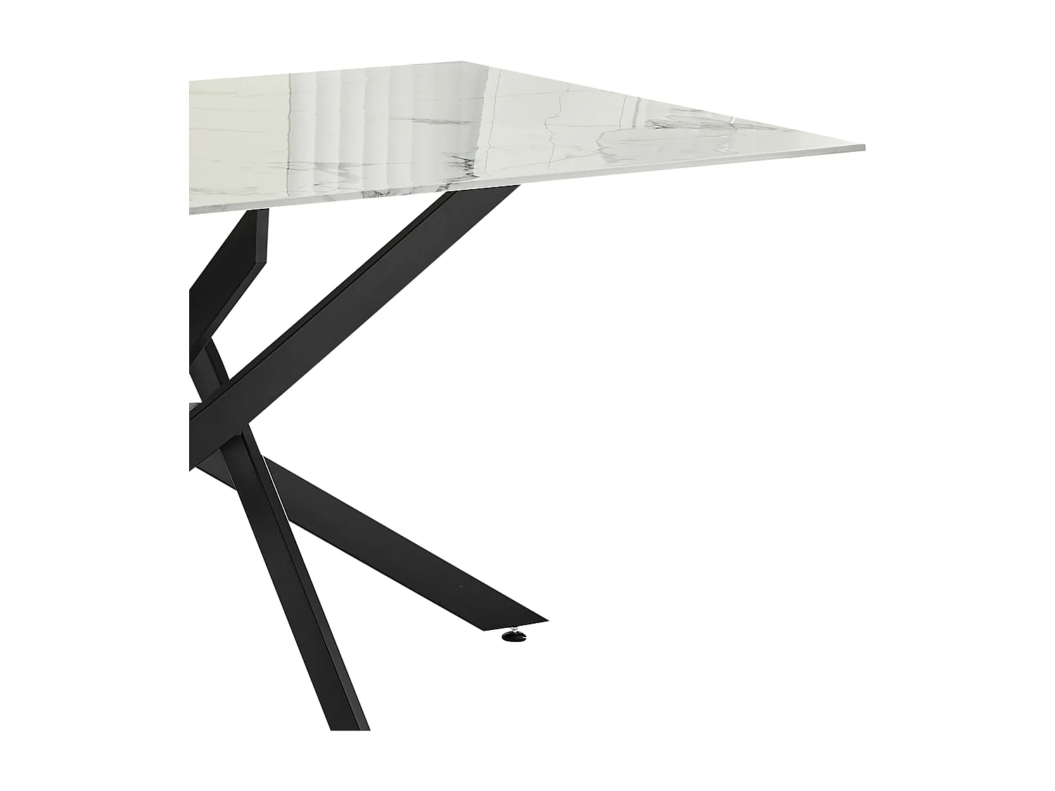 Table à manger rectangulaire en verre trempé - Effet marbre blanc et métal noir – 8 personnes – CHIARA